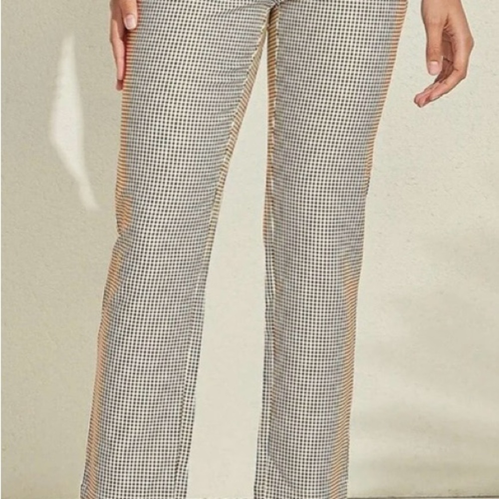 Acegolf Coffee and White Houndstooth Cropped Pants wrinkle free